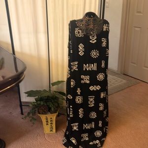 Ladies long lounge dress with golden prints